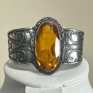 Vintage Style Honey Citrine 925 Gemstone Bangle